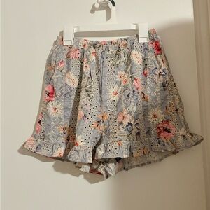 Floral eyelet flouncy summer shorts, bought from boutique size S